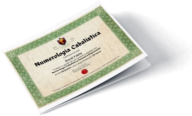 Modelo do certificado de Numerologia Cabalística